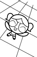 A coloring page of powerpuff girls
